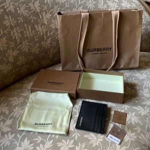 Burberry Leather Money Clip Card Case